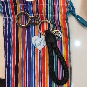 Brighton Black Braided Keychain w/ Silver Fob